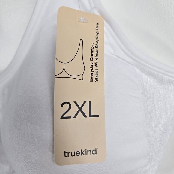 Truekind Women's Size 2XL Everyday Comfort Straps Wireless Shaping Bra White NWT - Picture 2 of 6